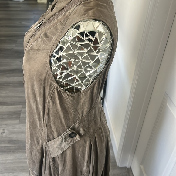 ALL SAINTS PARACHUTE ZEEDA DRESS TAUPE GREEN 10 RARE - Picture 6 of 13